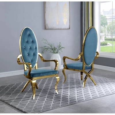 স্টেইনলেস স্টীল ফ্রেম Tufted ডাইনিং আর্মচেয়ার