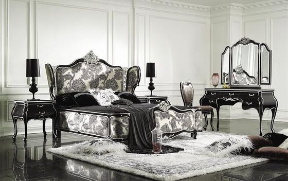 ODM Luxury European Bedroom Furniture MDF Solid Wood Frame Hand Carved Headboard