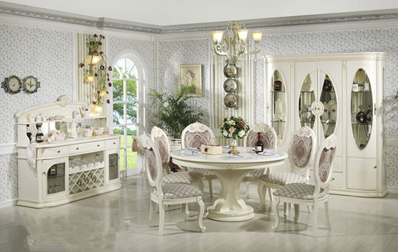 White Home Luxury Wood Dining Room Sets Wooden Dining Table Set 6 Chairs