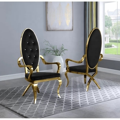 স্টেইনলেস স্টীল ফ্রেম Tufted ডাইনিং আর্মচেয়ার