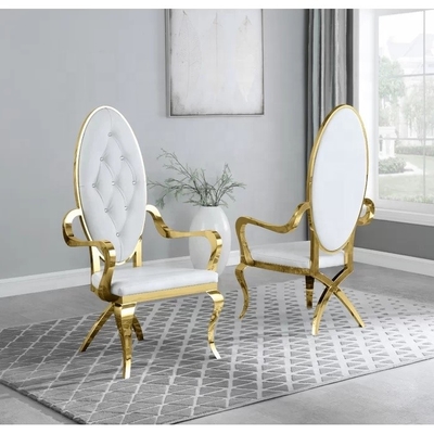 স্টেইনলেস স্টীল ফ্রেম Tufted ডাইনিং আর্মচেয়ার
